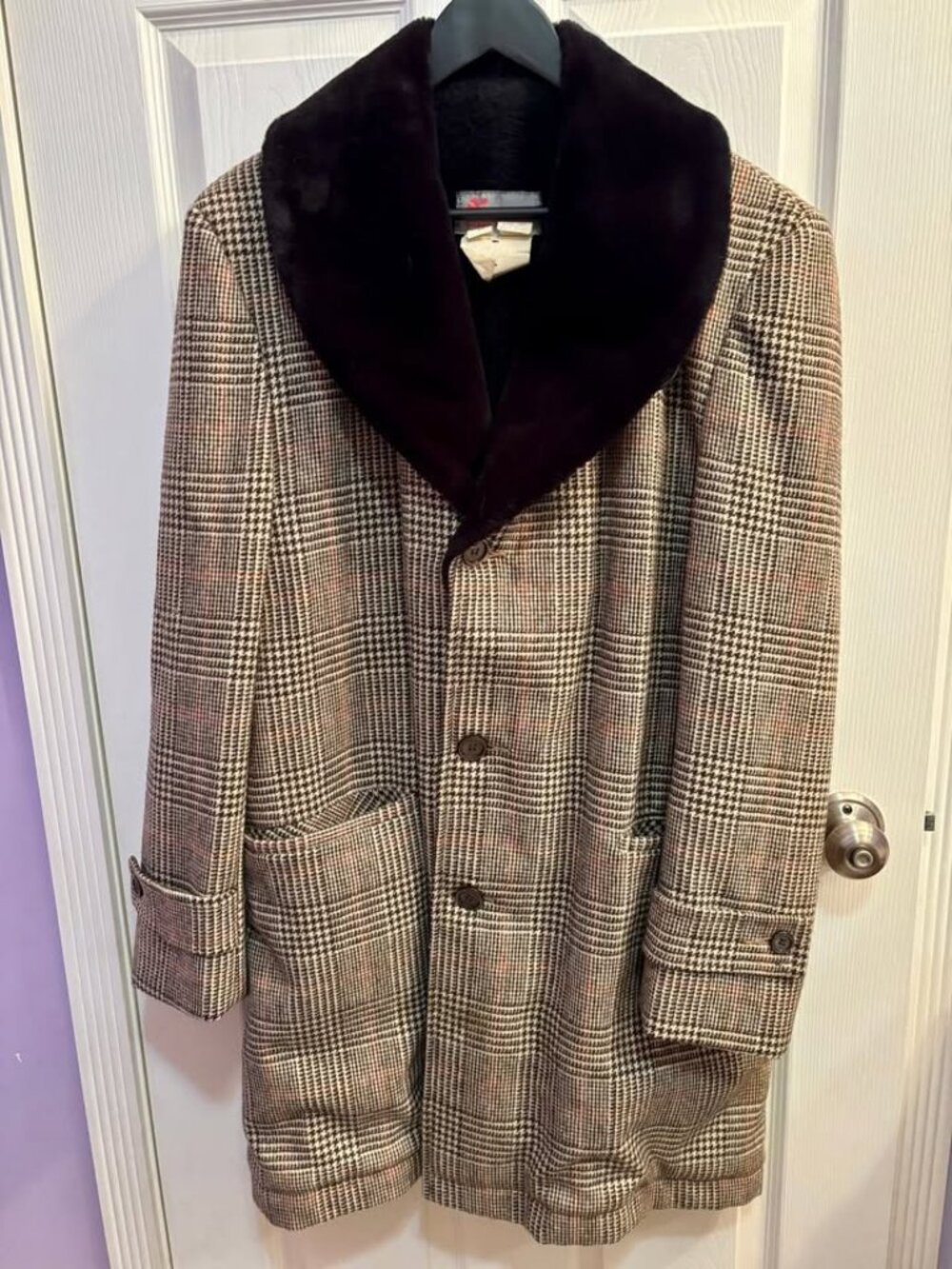 Vintage Hudson's Bay Company Baymart Men's Wool Glen Plaid Coat Size 42R